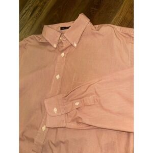 W.H. Belk Mens XL Red Gingham Cotton Button Down Shirt Long Sleeve Pocket